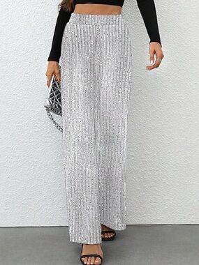 Silver Sequin Pants- SMALL
